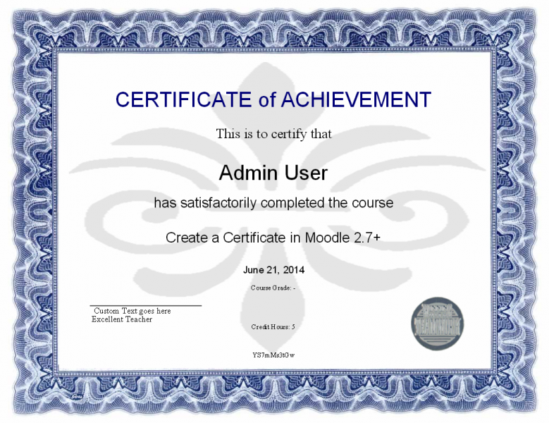 Ejemplo Automatización de diplomas en Moodle con validez universitaria