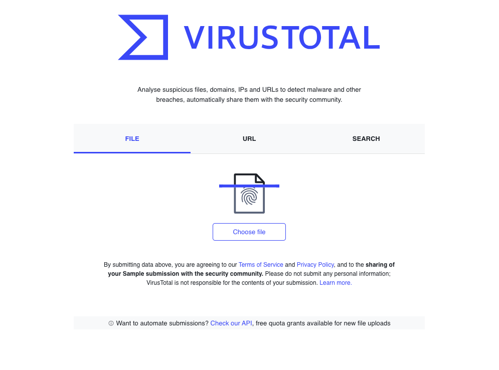 Analizar archivos dominios IPs y URL online con VirusTotal 01