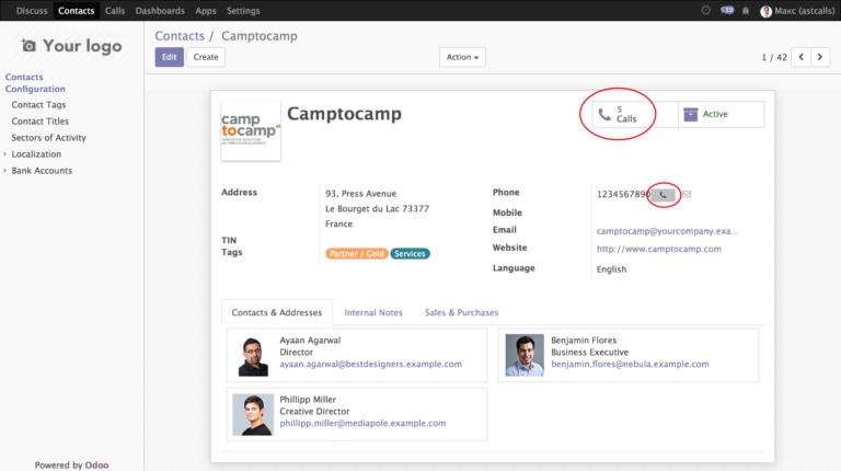 Odoo CRM con Asterisk